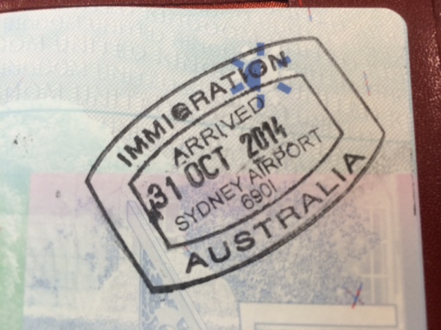 Australian Immigration passport stamp.